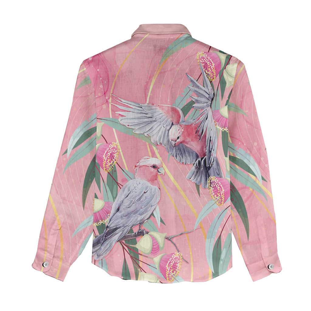 Australia Breast Cancer Awareness Women Casual Shirt Pink Galah with Eucalyptus Flowers - Aussie Hoodie