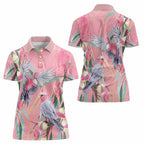 Australia Breast Cancer Awareness Women Polo Shirt Pink Galah with Eucalyptus Flowers - Aussie Hoodie