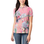 Australia Breast Cancer Awareness Women Polo Shirt Pink Galah with Eucalyptus Flowers - Aussie Hoodie