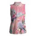 Australia Breast Cancer Awareness Women Sleeveless Polo Shirt Pink Galah with Eucalyptus Flowers - Aussie Hoodie