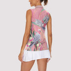 Australia Breast Cancer Awareness Women Sleeveless Polo Shirt Pink Galah with Eucalyptus Flowers - Aussie Hoodie