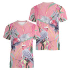 Australia Breast Cancer Awareness Women V-Neck T-Shirt Pink Galah with Eucalyptus Flowers - Aussie Hoodie