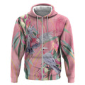 Australia Breast Cancer Awareness Zip Hoodie Pink Galah with Eucalyptus Flowers - Aussie Hoodie