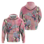 Australia Breast Cancer Awareness Zip Hoodie Pink Galah with Eucalyptus Flowers - Aussie Hoodie