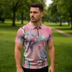 Australia Breast Cancer Awareness Zipper Polo Shirt Pink Galah with Eucalyptus Flowers - Aussie Hoodie