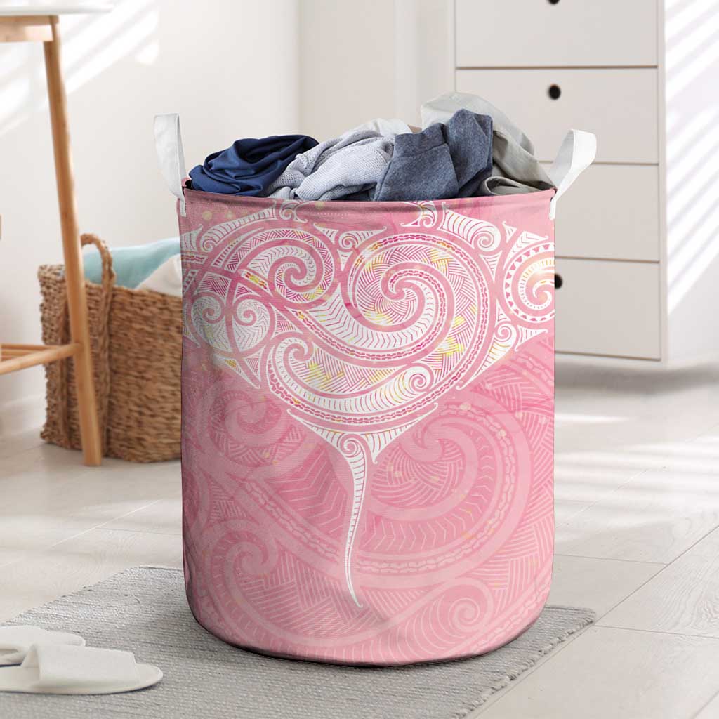 Breast Cancer Awareness Maori Aotearoa Laundry Basket Manta Ray - Pink Glaze - Aussie Hoodie