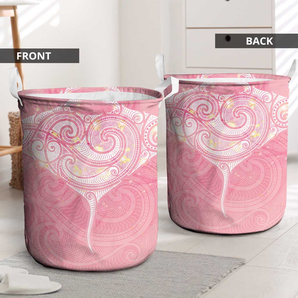 Breast Cancer Awareness Maori Aotearoa Laundry Basket Manta Ray - Pink Glaze - Aussie Hoodie