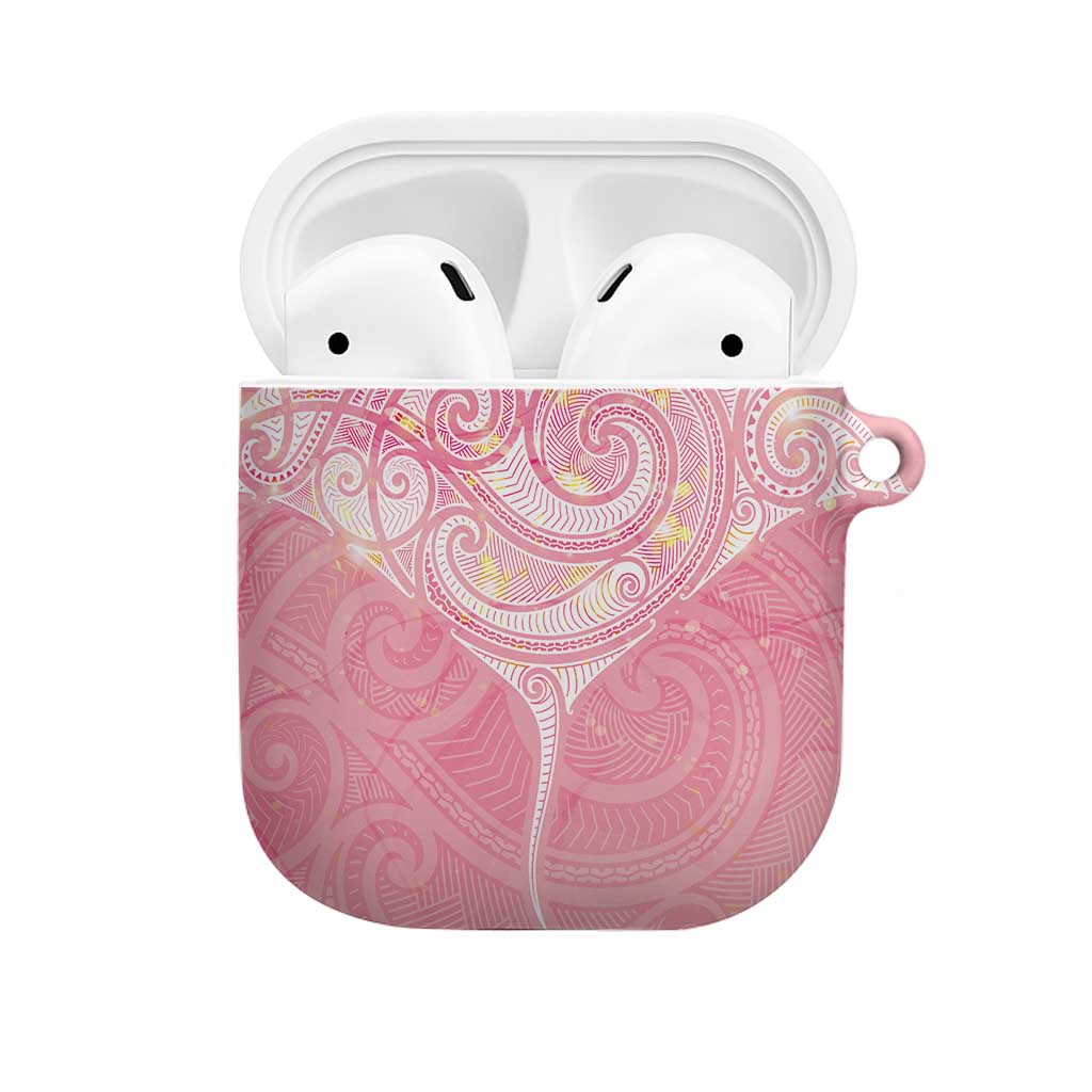 Breast Cancer Awareness Maori Aotearoa AirPods Case Manta Ray - Pink Glaze - Aussie Hoodie