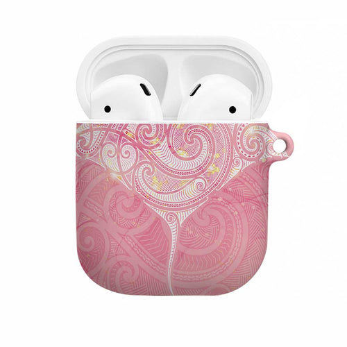 Breast Cancer Awareness Maori Aotearoa AirPods Case Manta Ray - Pink Glaze - Aussie Hoodie