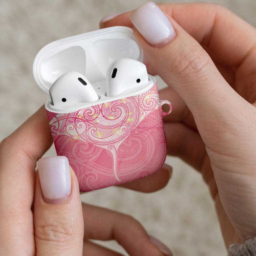 Breast Cancer Awareness Maori Aotearoa AirPods Case Manta Ray - Pink Glaze - Aussie Hoodie