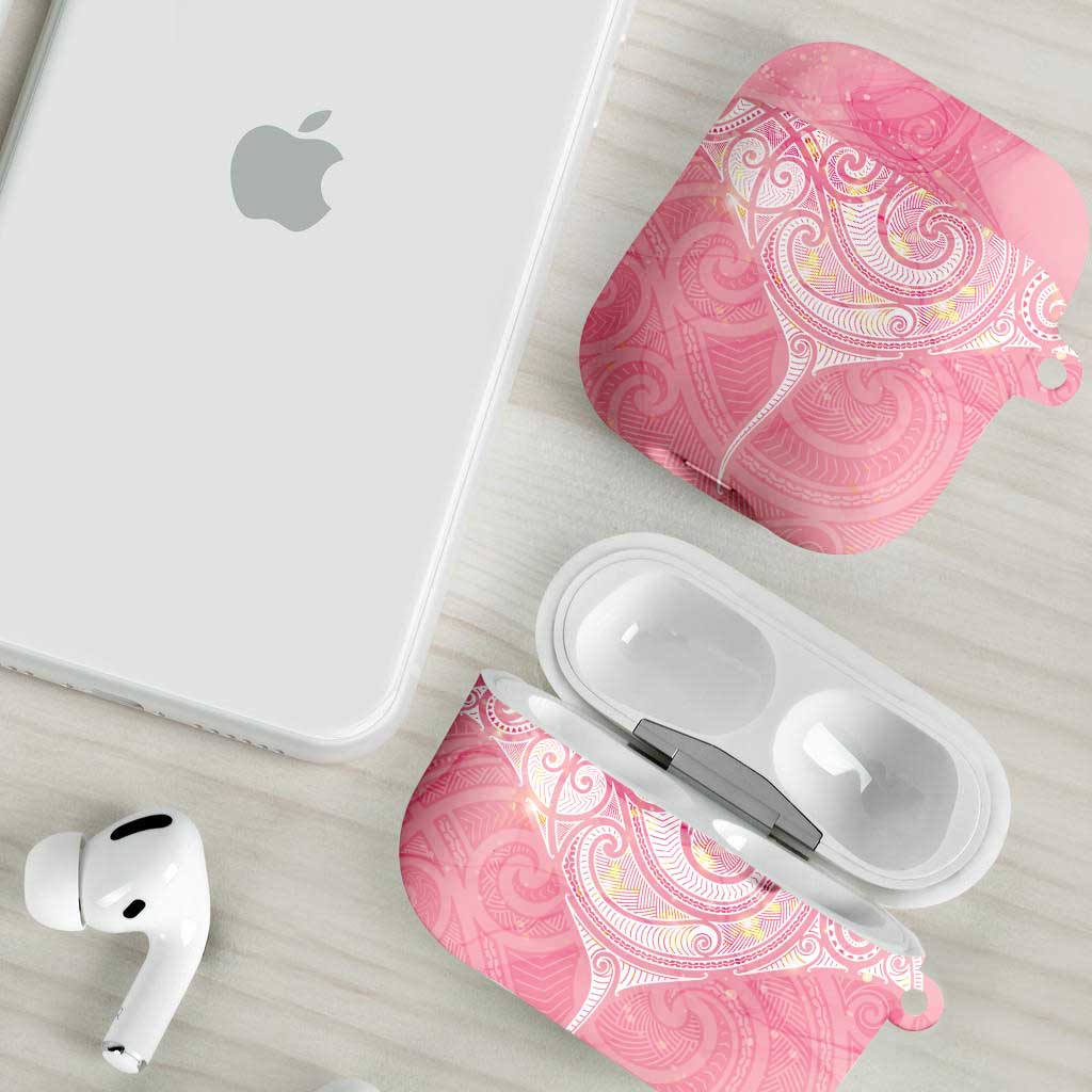 Breast Cancer Awareness Maori Aotearoa AirPods Case Manta Ray - Pink Glaze - Aussie Hoodie