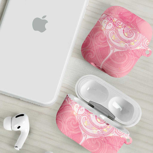 Breast Cancer Awareness Maori Aotearoa AirPods Case Manta Ray - Pink Glaze - Aussie Hoodie