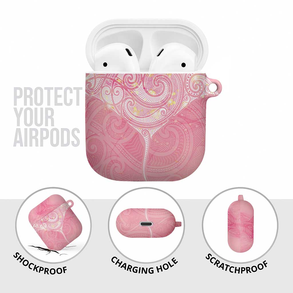 Breast Cancer Awareness Maori Aotearoa AirPods Case Manta Ray - Pink Glaze - Aussie Hoodie