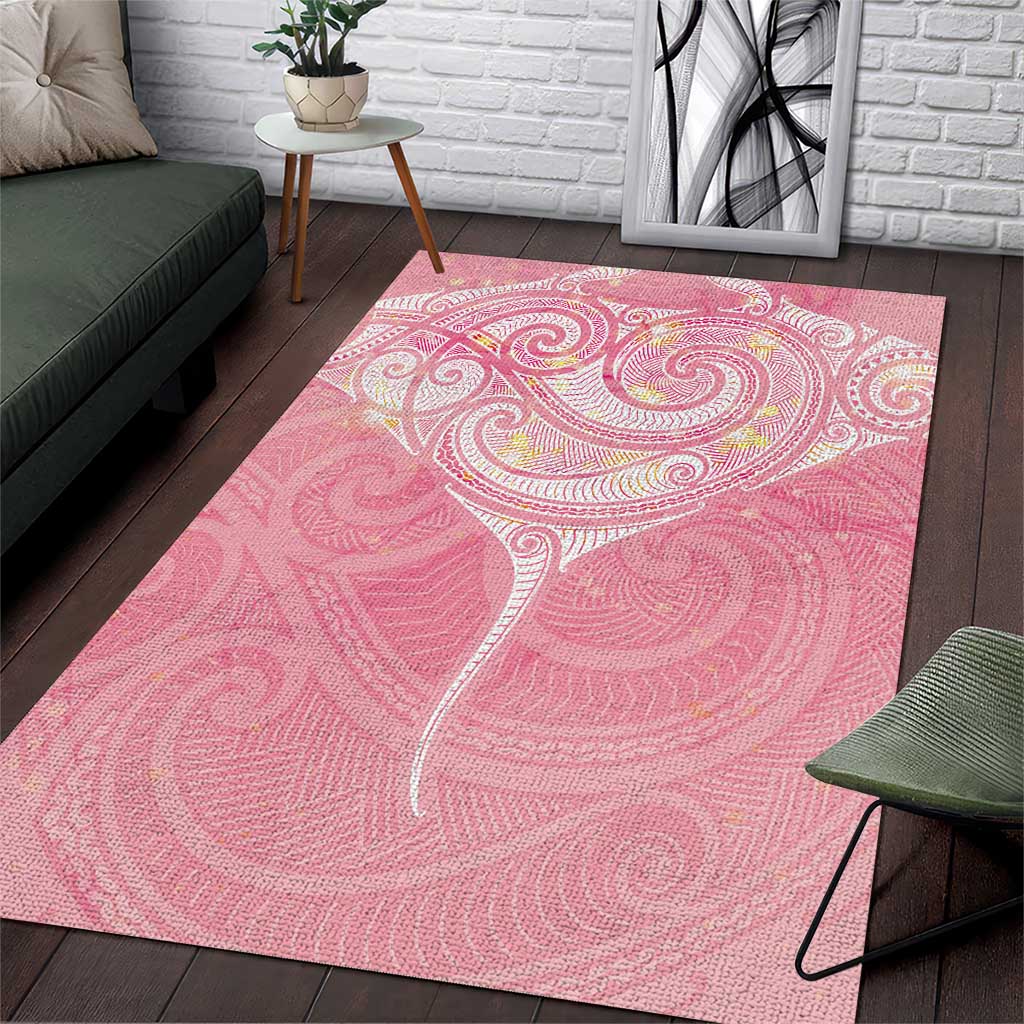 Breast Cancer Awareness Maori Aotearoa Area Rug Manta Ray - Pink Glaze - Aussie Hoodie
