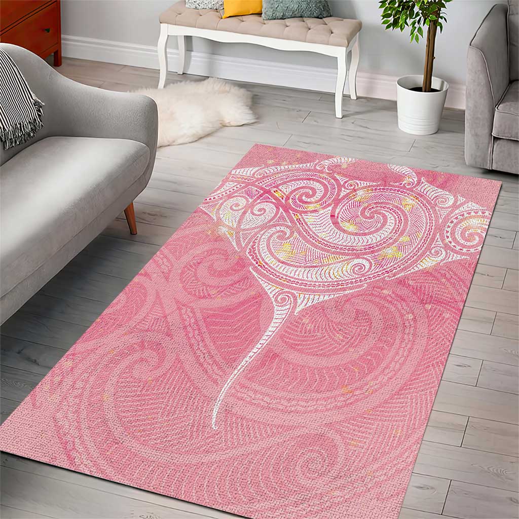 Breast Cancer Awareness Maori Aotearoa Area Rug Manta Ray - Pink Glaze - Aussie Hoodie