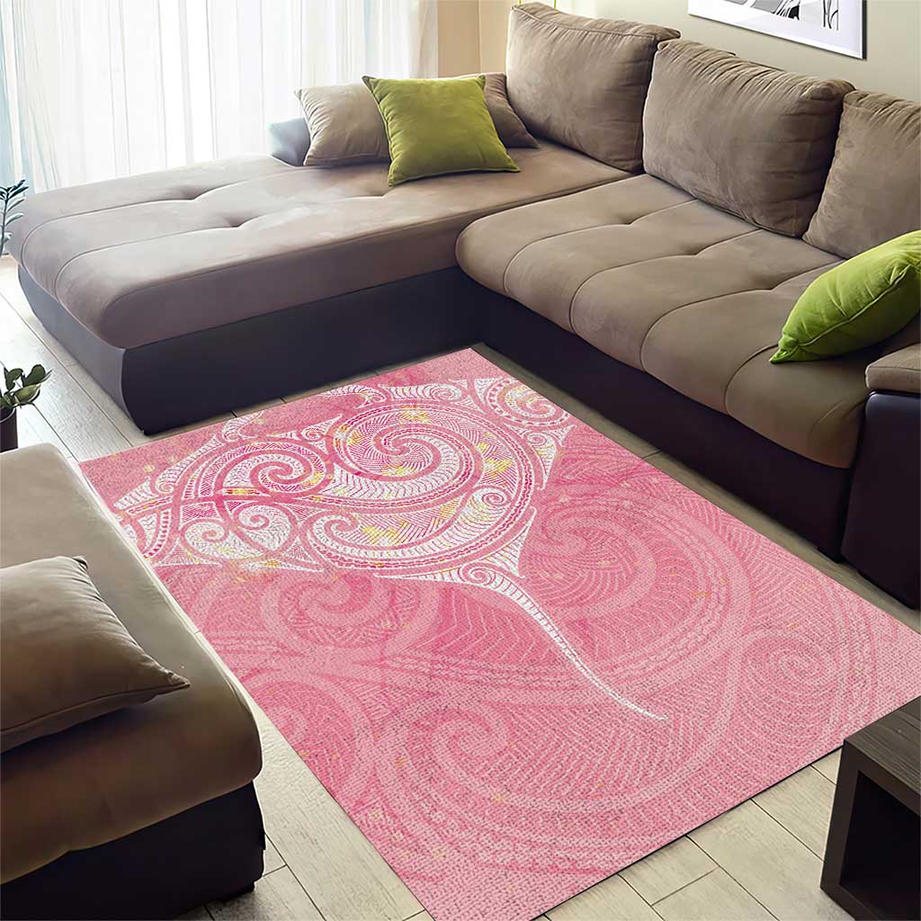 Breast Cancer Awareness Maori Aotearoa Area Rug Manta Ray - Pink Glaze - Aussie Hoodie