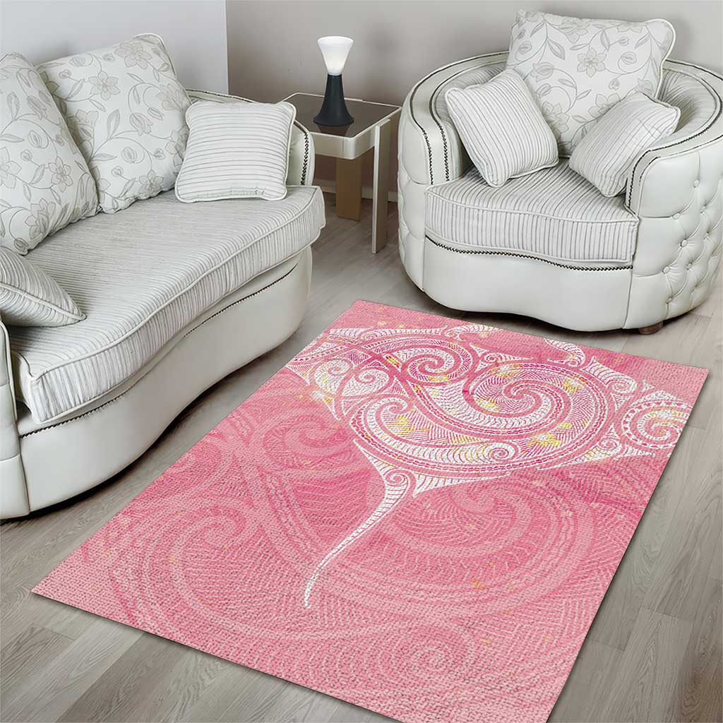 Breast Cancer Awareness Maori Aotearoa Area Rug Manta Ray - Pink Glaze - Aussie Hoodie