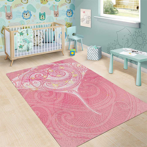 Breast Cancer Awareness Maori Aotearoa Area Rug Manta Ray - Pink Glaze - Aussie Hoodie