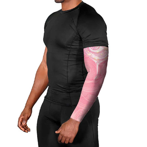 Breast Cancer Awareness Maori Aotearoa Arm Sleeves Manta Ray - Pink Glaze - Aussie Hoodie