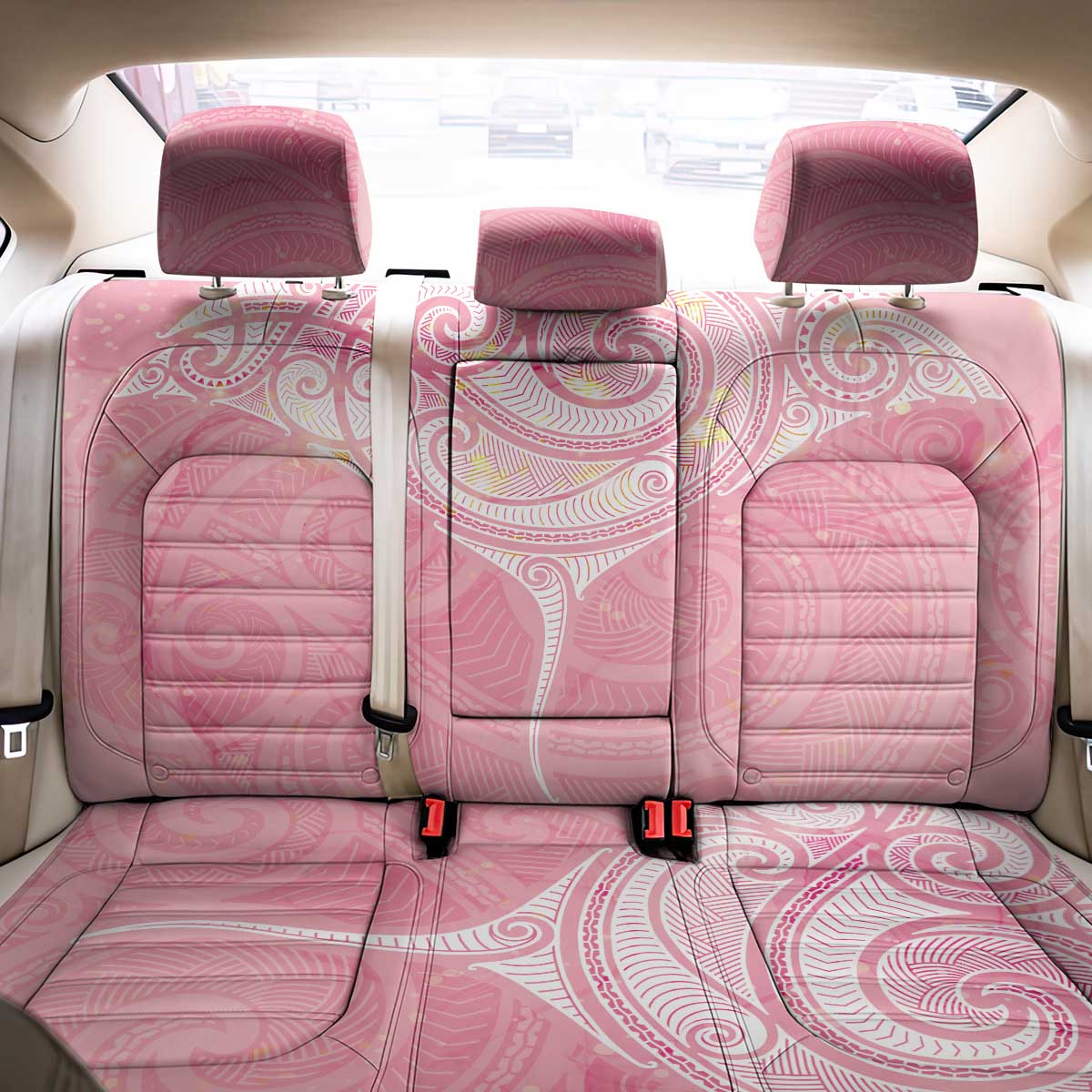 Breast Cancer Awareness Maori Aotearoa Back Car Seat Cover Manta Ray - Pink Glaze - Aussie Hoodie