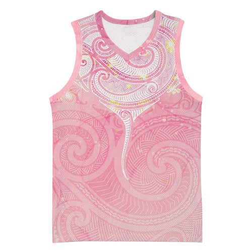 Breast Cancer Awareness Maori Aotearoa Basketball Jersey Manta Ray - Pink Glaze - Aussie Hoodie