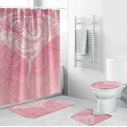 Breast Cancer Awareness Maori Aotearoa Bathroom Set Manta Ray - Pink Glaze - Aussie Hoodie