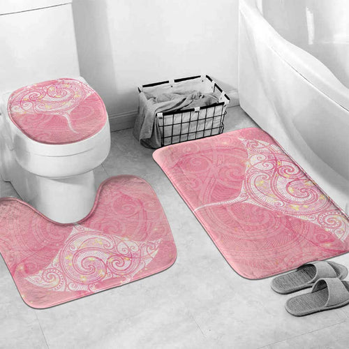 Breast Cancer Awareness Maori Aotearoa Bathroom Set Manta Ray - Pink Glaze - Aussie Hoodie