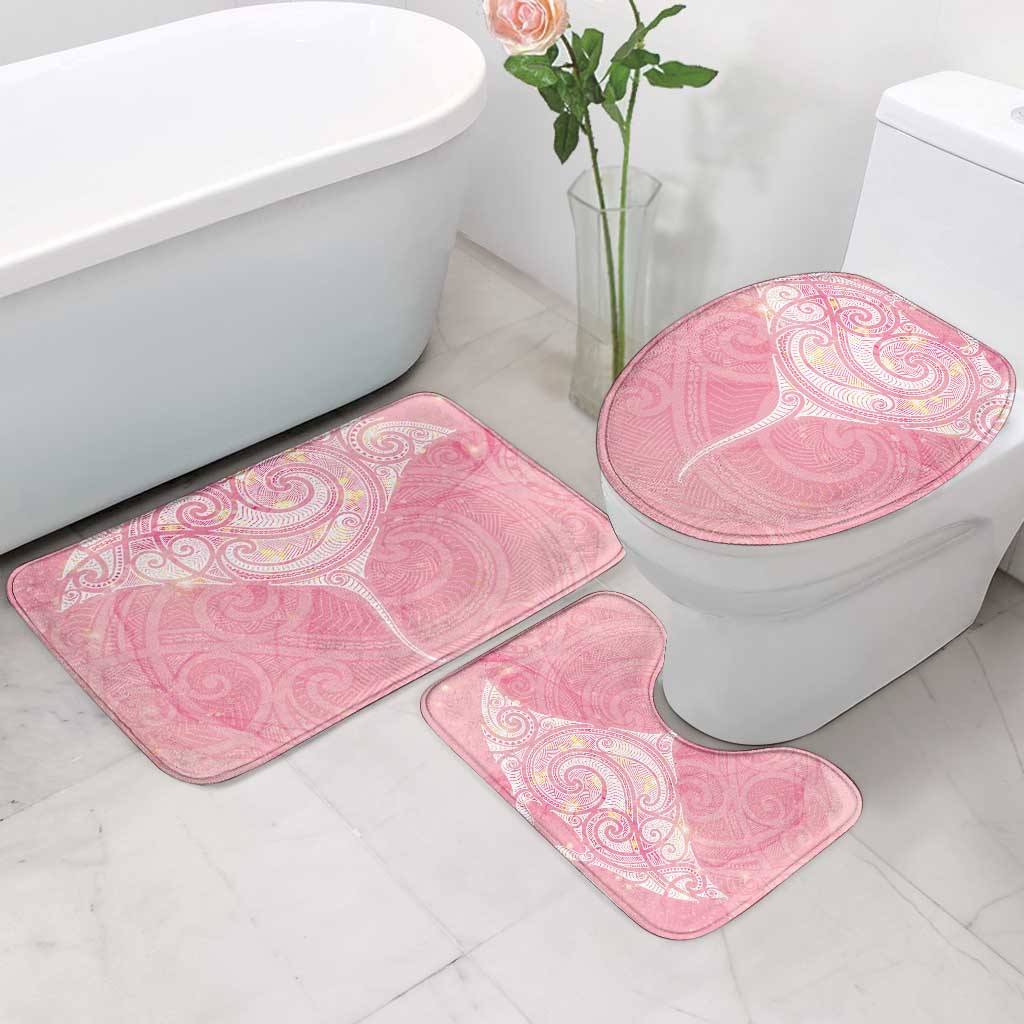 Breast Cancer Awareness Maori Aotearoa Bathroom Set Manta Ray - Pink Glaze - Aussie Hoodie