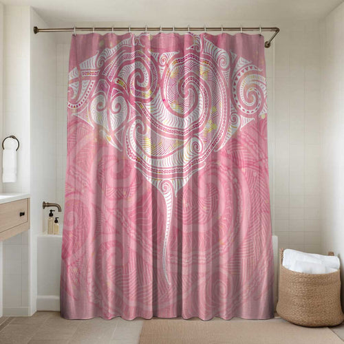 Breast Cancer Awareness Maori Aotearoa Bathroom Set Manta Ray - Pink Glaze - Aussie Hoodie