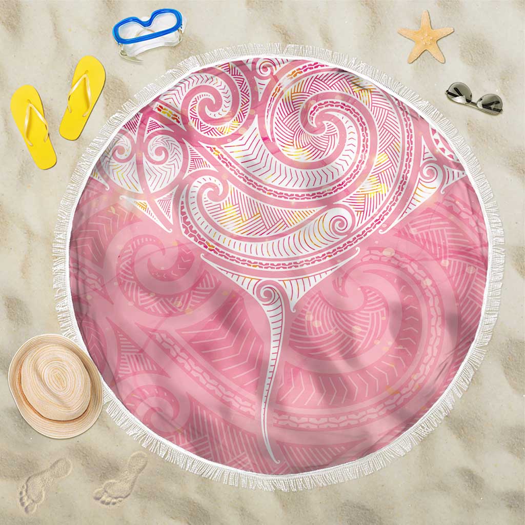 Breast Cancer Awareness Maori Aotearoa Beach Blanket Manta Ray - Pink Glaze - Aussie Hoodie