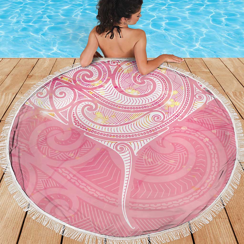 Breast Cancer Awareness Maori Aotearoa Beach Blanket Manta Ray - Pink Glaze - Aussie Hoodie