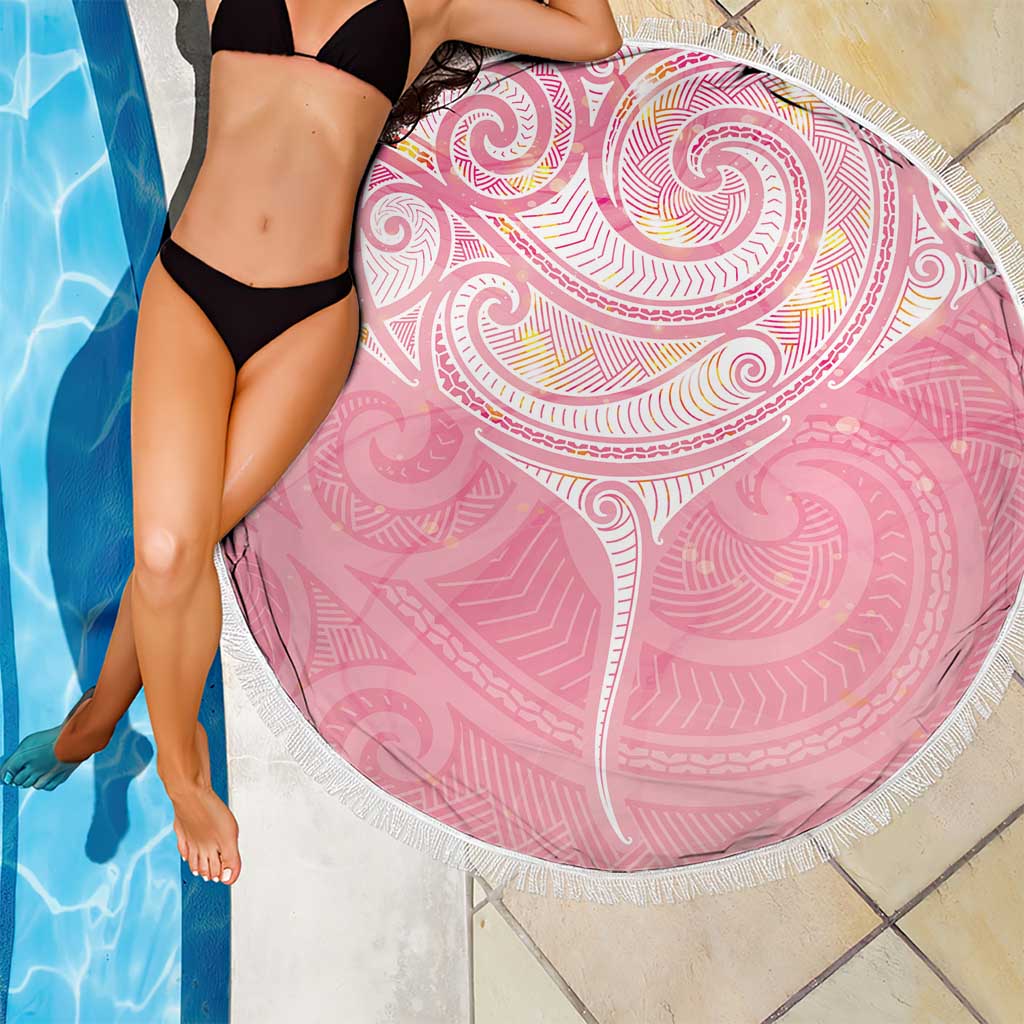 Breast Cancer Awareness Maori Aotearoa Beach Blanket Manta Ray - Pink Glaze - Aussie Hoodie