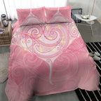 Breast Cancer Awareness Maori Aotearoa Bedding Set Manta Ray - Pink Glaze - Aussie Hoodie