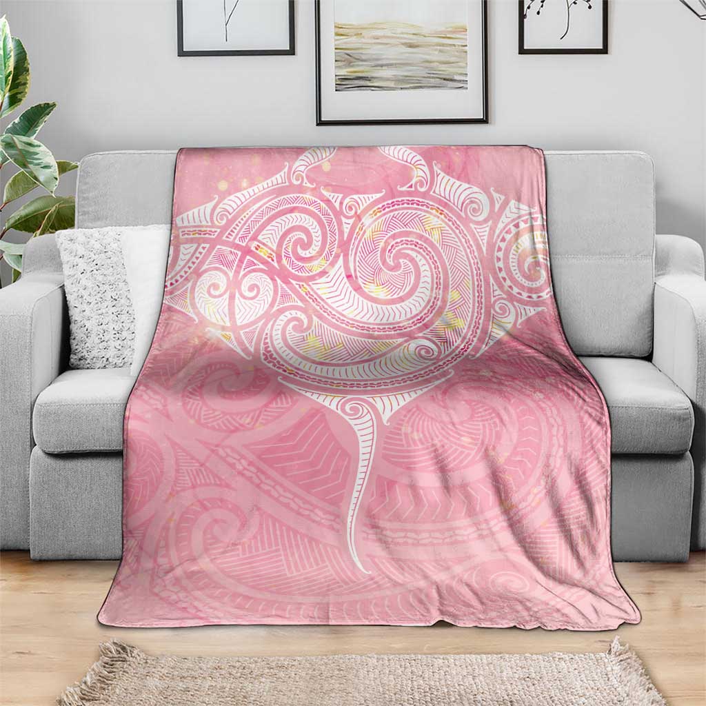 Breast Cancer Awareness Maori Aotearoa Blanket Manta Ray - Pink Glaze - Aussie Hoodie