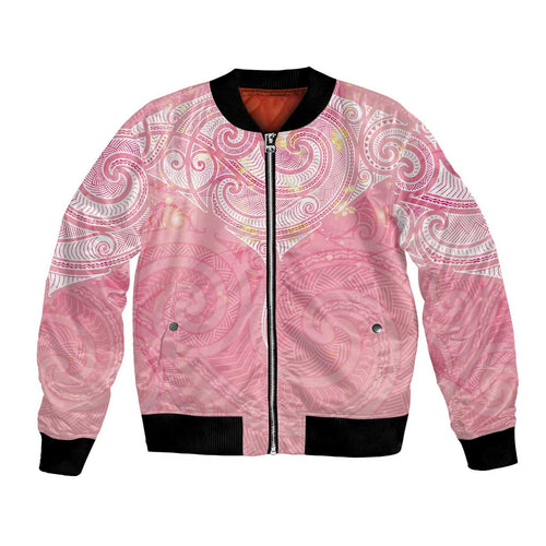 Breast Cancer Awareness Maori Aotearoa Bomber Jacket Manta Ray - Pink Glaze - Aussie Hoodie