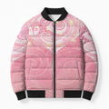 Breast Cancer Awareness Maori Aotearoa Bomber Puffer Jacket Manta Ray - Pink Glaze - Aussie Hoodie