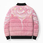 Breast Cancer Awareness Maori Aotearoa Bomber Puffer Jacket Manta Ray - Pink Glaze - Aussie Hoodie
