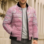 Breast Cancer Awareness Maori Aotearoa Bomber Puffer Jacket Manta Ray - Pink Glaze - Aussie Hoodie