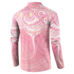 Breast Cancer Awareness Maori Aotearoa Button Sweatshirt Manta Ray - Pink Glaze - Aussie Hoodie