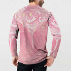 Breast Cancer Awareness Maori Aotearoa Button Sweatshirt Manta Ray - Pink Glaze - Aussie Hoodie