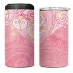 Breast Cancer Awareness Maori Aotearoa 4 in 1 Can Cooler Tumbler Manta Ray - Pink Glaze - Aussie Hoodie