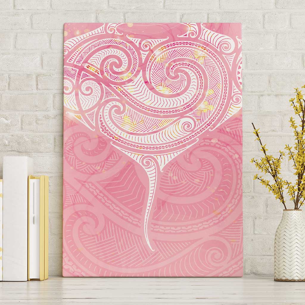 Breast Cancer Awareness Maori Aotearoa Canvas Wall Art Manta Ray - Pink Glaze - Aussie Hoodie