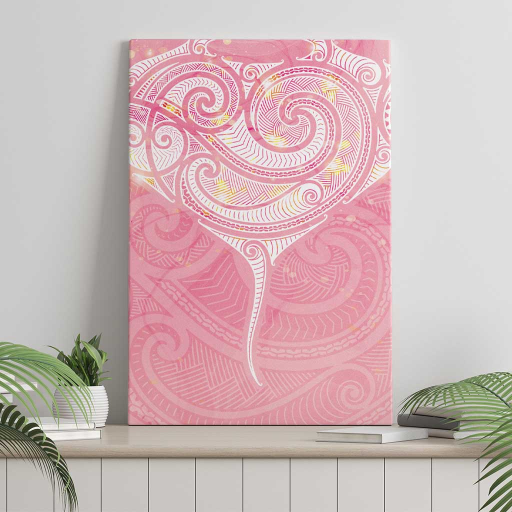 Breast Cancer Awareness Maori Aotearoa Canvas Wall Art Manta Ray - Pink Glaze - Aussie Hoodie