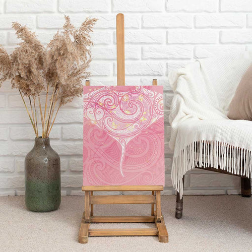 Breast Cancer Awareness Maori Aotearoa Canvas Wall Art Manta Ray - Pink Glaze - Aussie Hoodie