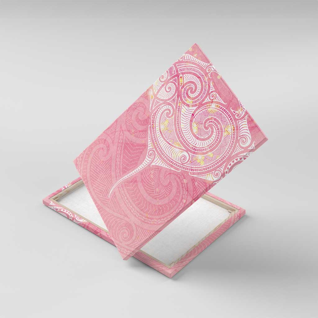 Breast Cancer Awareness Maori Aotearoa Canvas Wall Art Manta Ray - Pink Glaze - Aussie Hoodie
