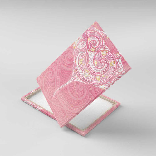 Breast Cancer Awareness Maori Aotearoa Canvas Wall Art Manta Ray - Pink Glaze - Aussie Hoodie