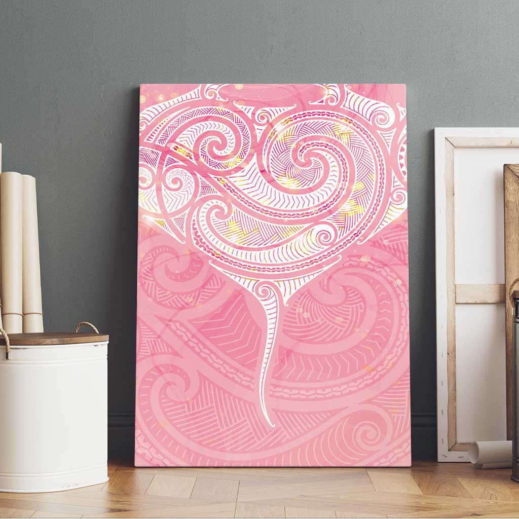 Breast Cancer Awareness Maori Aotearoa Canvas Wall Art Manta Ray - Pink Glaze - Aussie Hoodie