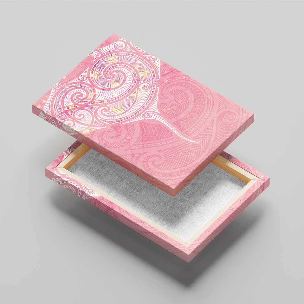 Breast Cancer Awareness Maori Aotearoa Canvas Wall Art Manta Ray - Pink Glaze - Aussie Hoodie
