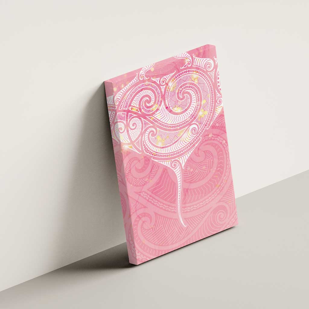 Breast Cancer Awareness Maori Aotearoa Canvas Wall Art Manta Ray - Pink Glaze - Aussie Hoodie