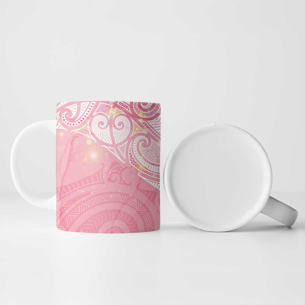 Breast Cancer Awareness Maori Aotearoa Ceramic Mug Manta Ray - Pink Glaze - Aussie Hoodie